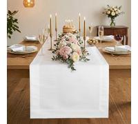 Luxe Shine™ by D'Moksha White Table Runner, Elegant Silk Table Runner, Machine Washable, 35 x 180 cm for Dresser, Dining- Fall, Weddings, Outdoor hostings