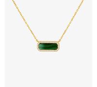 LUXE Silver Gold Plated Malachite & Cubic Zirconia Octagonal Necklace 8.12.0200