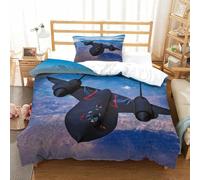 Luxe SR-71 Blackbird Duvet Cover Set With Hidden Zipper, Single（135x200cm） Bomber Quilt Cover Set with Pillowcases Bedding Set Soft Microfiber for Kids & Adults