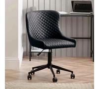 Luxe Swivel Office Chair - Curved Back - Adjustable Height - Black - Faux Leather and Metal
