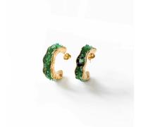 Luxe Tones Arielle Green Crystal Textured Hoop Earrings
