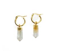 Luxe Tones Avalon 18K Gold Plated Hoop Earrings with Citrine Crystal Points