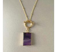 Luxe Tones Bali Luxe 18k Gold Amethyst T Bar Necklace