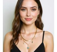 Luxe Tones Cleopatra 18k Gold Plated Double Layered Charm Necklace