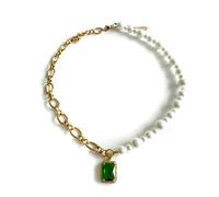 Luxe Tones Evia Luxe 18k Gold Plated Asymmetric Pearl Necklace