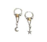 Luxe Tones Hecate Crescent Moon and Star Mismatch Dangle Earrings