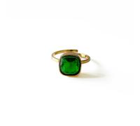 Luxe Tones Jasu Luxe 18k Gold Plated Green Stone Ring