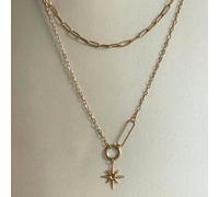 Luxe Tones Sahara Luxe 18k Gold Plated Double Layer Sunburst Pendant Necklace