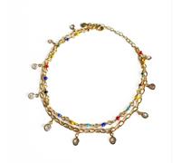 Luxe Tones Summer Luxe 18k Gold Plated Double Layer Jewel Anklet