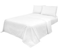 Luxe-Trends 3pc Sheets Set White Single (Fitted Sheet, Flat Sheet, One Matching Pillowcase) Non Iron Wrinkle Free Bed Sheets, Percale Polycotton Bedding UK Sizes (White, Single)
