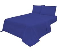 Luxe-Trends 4pc Sheets Set Royal Blue Double (Fitted Sheet, Flat Sheet, Matching Pillowcases Pair) Non Iron Wrinkle Free Bed Sheets, Percale Polycotton Bedding UK Sizes (Royal Blue, Double)