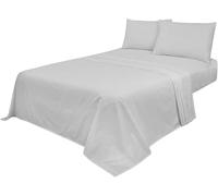 Luxe-Trends 4pc Sheets Set Silver Double (Fitted Sheet, Flat Sheet, Matching Pillowcases Pair) Non Iron Wrinkle Free Bed Sheets, Percale Polycotton Bedding UK Sizes (Silver/Light Grey, Double)
