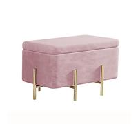 Luxe Velvet Storage Ottoman Bench with Metal Legs Contemporary Upholstered Footrest Soft Bedroom End of Bed Seat Stylish Storage Stool for Living Room & Bedroom