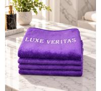 Luxe Veritas | Microfiber Cloth l Super Soft Streak-Free Multipurpose Polishing Premium Cleaning Cloth l Lint, Scratch-Free, Super Absorbent, Reusable Washable (4, Purple)