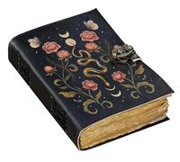 Luxeam Blank Spell Book of Shadows Journal Moon Phase Printed Witchcraft Supplies Wiccan Notebook Handmade Vintage Deckle Paper Grimoire Journal Leather Sketchbook, Drawing Journal (Serpent Garden)