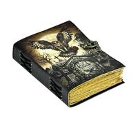 Luxeam Blank Spell Book of Shadows Journal With Lock Clasp Prop Vintage Handmade Leather Diary Embossed Prayer Pagan Antique Witchcraft Supplies Wiccan Notebook Daily Witch Gifts (Phoenix Yard)