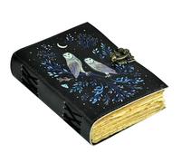 Luxeam Blank Spell Book of Shadows Journal With Lock Clasp Prop Vintage Handmade Leather Diary Embossed Prayer Pagan Antique Witchcraft Supplies Wiccan Notebook Daily Witch Gifts (Owl in Night)
