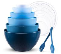 Luxear 0.2-6.5L Large Mixing Bowls with Lid Set of 6, Plastic Stackable Nesting Bowl with Fork or Spoon for Cooking, Storage, Baking, Fruit, Salads, Microwave, Dishwasher and Freezer, BPA-Free