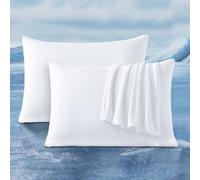Luxear 2 Pack Cooling Pillowcases for Night Sweats, Cool Pillow Cases with Arc-chill 3.0 Cooling Fiber Q-Max 0.5 Soft and Breathable, Machine Washable 50x75cm-White