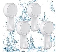 Luxear 4 Pack Suction Hooks,Reusable Heavy Duty 3KG Sucker Hooks, Plastic Removable Suction Cup Hook, Vacuum Seamless Shower Hook for Bathroom Shower Kitchen Window Christmas Wreath