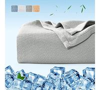 Luxear Bamboo Fiber Cooling Blanket, 150 x 200 cm, Self-Cooling Blanket, Arc-Chill Summer Blanket, with Q-Max 0.34 Cooling Fibers for Bed, Sofa, Baby, Grey