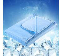 Luxear Cooling Blanket for Night Sweats, Arc-Chill 3.0 Cooling Fiber Q-Max 0.5 Lightweight Summer blankets Double-sided Cool Throw Blanket, Cool Blanket for Sofa Double Bed or Travel Blue 200x220cm