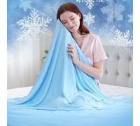 Luxear Cooling Blanket for Night Sweats, Arc-Chill 3.0 Cooling Fiber Q-Max 0.5 Lightweight Summer blankets Double-sided Cool Throw Blanket, Cool Blanket for Sofa Double Bed or Travel Blue 150x200cm