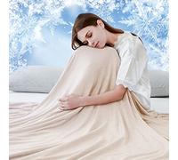 Luxear Cooling Blanket for Summer, Throw Blanket With Arc-Chill 3.0 Technology Keep Cool For Sofa Bed, Comfort Soft Nap Blanket Fabric Breathable Adult Baby Children Pet Dog, 130 x 170 Cm, Beige