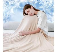 Luxear Cooling Blanket for Summer, Throw Blanket With Arc-Chill 3.0 Technology Keep Cool For Sofa Bed, Comfort Soft Nap Blanket Fabric Breathable Adult Baby Children, Queen Size 150 x 200 Cm, Beige