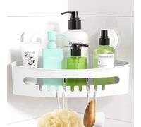 Luxear Corner Shower Caddy Suction Bathroom Storage Basket Wall Mounted, No-Dril Rust Free Removable Vacuum Shower Shelf Rack shampoo bottles Organizer For Room Kitchen Toilet Tiles Glass Sponges Soap