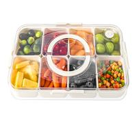 Luxear Divided Snack Box with Compartment, Snack Serving Tray | Reusable with Lid Handle, Divided Food Storage Container Organiser for Snackle Box Appetizers Container