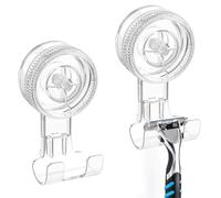 Luxear Shower Razor Holder Suction Hooks, 2 Pack Sucker Hooks Reusable Razor Hook for Shower Waterproof Powerful Vacuum Suction Cup Hook Holder for Towel Bathrobe Loofah Hooks for Bathroom Kitchen