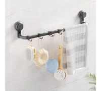 Luxear Suction Towel Rail, Bathroom Towel Hanger 10 Kg Heavy Duty Wall Mounted No Drilling Towel Rack for Cracked Walls, Towel Holder for Kitchen Shower Bathroom, Grey