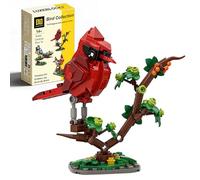 LUXEBLOCKS The Northern Cardinal: Wild Beauty in Miniature - 154-Piece Building Set with Poseable Wings, Vibrant Red Bird Model for Nature Lovers, Display Decor for Home & Office