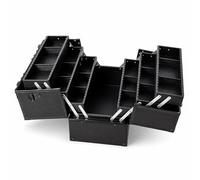 Luxebough Professional Makeup Train Case, 14Inch Large Makeup Box Organizer with Lock and 6 Adjustable Trays, Hard Shell Cosmetic Case Travel Storage for Beauty Tools and Brushes, Elegant Black