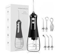 LuxeCare Dental IntelliWater Floss -2026 Oral Irrigator 300ML 5 Jet Tips with 3 Pressure Modes, Rechargeable Tooth Flosser IPX7 Waterproof Irrigation Cleaner for Travel Home(L10 Black)