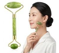 LuxeCare Jade Roller & Gua Sha Set, Natural White Jade Face Roller & Gua Sha Tool for Face Massage, Eye, Neck & Skin Care, Anti-Aging, Reduce Puffiness, Improve Skin Glow, Self Care Gift