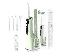 Luxecare L12 Water Flosser for Teeth Cordless Oral Irrigator, Dental Water Jet with 4 Jet Tips, 300ML Water Tank, USB Rechargeable Electric Tooth Cleaner, 5 Cleaning Modes for Travel & Home (Green)