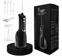 LuxeCare Luxe Dental Water Flosser - Professional Cordless Oral Irrigator with 4 Jet Tips, 5 Pressure Cleaning Modes, 360° Precision Nozzle & USB Rechargeable for Advanced Teeth & Gum Care (Black)