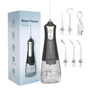 Luxecare Luxe Water Flosser for Teeth Cordless, 300ml Tank Rechargeable Water Dental Flosser Remover with 5 Jet Tip and 3 Modes, Electric Tooth Flosser Ideal for Braces, Implants & Gum Care (Black)