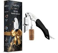 LuxeCraft 3-in-1 Professional Wine Bottle Opener with Double Corkscrew Design - Ergonomic Handle, Foil Cutter & Bottle Opener - Durable Stainless Steel for Effortless Wine Opening