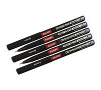 LUXEFIN Permanent Marker Pens, BLUE, Pack of 5, Extra Fine Tip, Write-4-All, Smooth Surface Markers, Waterproof Ink, iVAIDEX Black Ball Pen