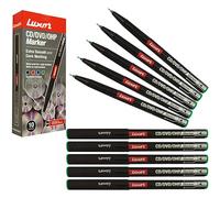 LUXEFIN Permanent Marker Pens, GREEN, Pack of 10, Extra Fine Tip, Write-4-All, Smooth Surface Markers, Waterproof Ink, iVAIDEX Black Ball Pen