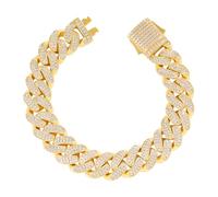 LuxeFlex Cuban Link Bracelet for Men and Women, 8mm 14K Gold/White Gold Plated, 5A Zircon Iced Out Cuban Link Chain Bracelet Set, Diamond CZ Rapper Necklace, Miami Hip Hop Jewelry, 8 inches, Brass