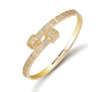 LuxeFlex Iced Out Diamond-Studded Butterfly Cuff Bracelet for Women, Men, and Teen Girls - 14K Gold Plated Bangle with Baguette CZ Stones, Perfect Birthday or Graduation Jewelry Gift for Best Friends