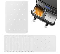 LuxeGlee 200pcs Air Fryer Paper Liners, Oil Absorbing Non-Stick Parchment Paper Perforated Parchment Paper Sheets for Ninja Foodi Dual Air Fryer, Steaming Paper for Air Fryer Steaming Basket, White