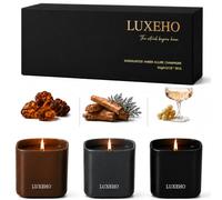 LUXEHO Luxury Scented Candle Set - Champagne, Sandalwood & Amber | Natural Soy & Carnauba Wax | 3 x 4.23 oz | 75+ Hours Burn | Smokeless, Non-Toxic & Elegant Aromatherapy Gift for Home & Relaxation