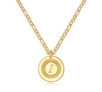 LUXEJEW Initial A-Z Letter Necklace for Men Boys Women - Stainless Steel Rope Chain Letter Pendant Necklaces Capital Monogram Necklace Jewelry Gifts for Men 20+2 Inches, Letter I, Stainless Steel, No