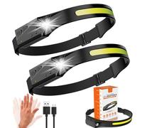 Luxelight LED Headtorch, Super Bright 230° Wide Beam Headtorch, USB-C Rechargeable Head Torch, Lightweight & Waterproof Headlight for Running, Camping, Hiking and Fishing (2 pcs-1 Light Strips)