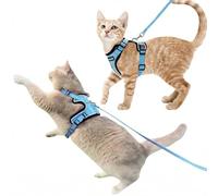 Luxelle - 2 Pack Escape Proof Cat Harness and Leash for Walking Soft Adjustable No Pull Vest with Easy to Use Buckle Reflective Straps Breathable Mesh Travel Harness